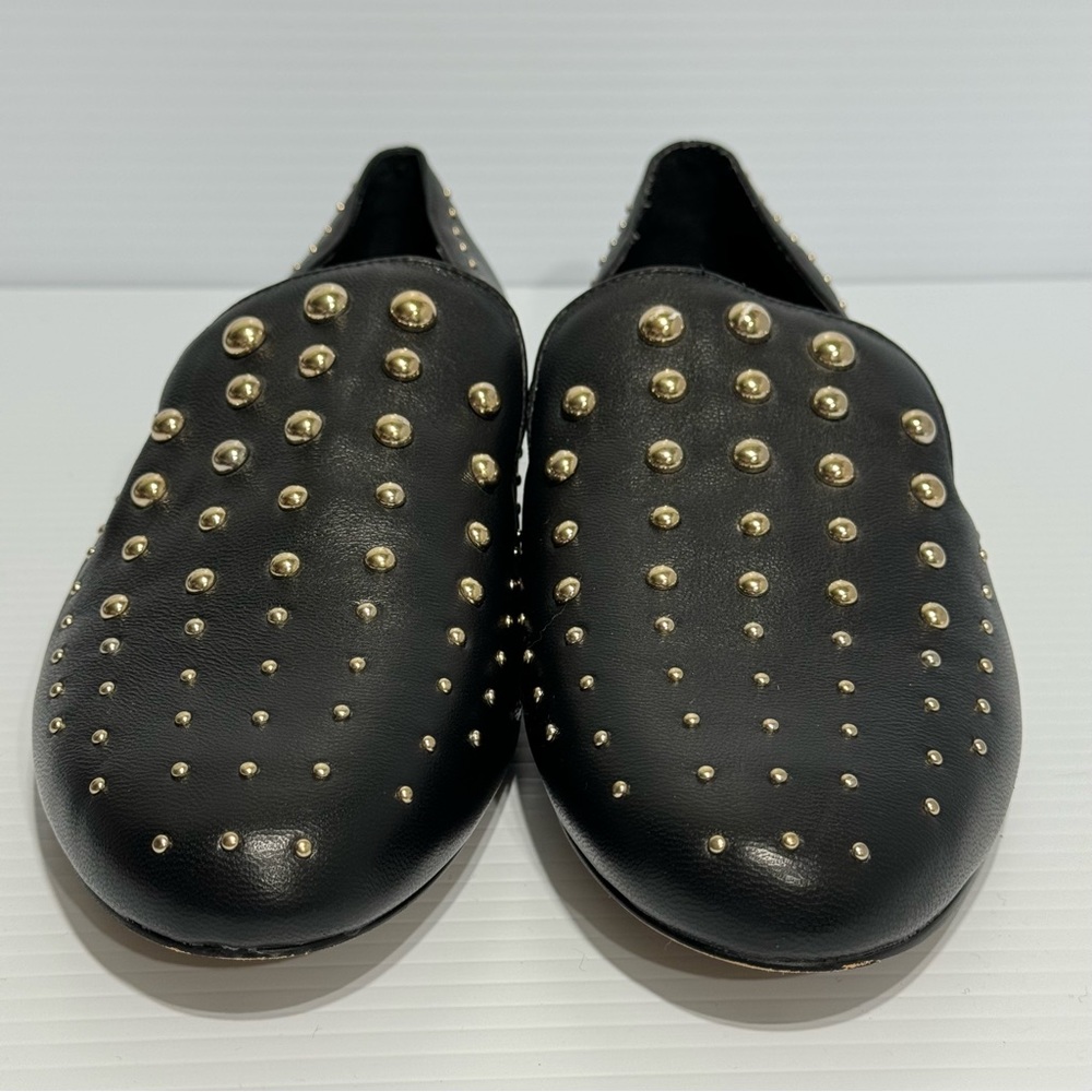 Chicos Black Studded Leather Loafers Size 10 1/2 - Picture 4 of 12